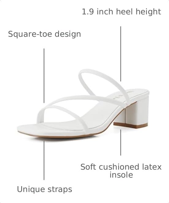 Image of Shoe'N Tale Strappy Heels For Women Low Chunky Block Heel Heeled Sandals Square Open Toe Slip On Slides Mules