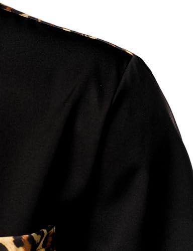 Men's Stretchy Causal Leopard Cheetah Print Short Sleeve Slim Fit Button Up Shirt4