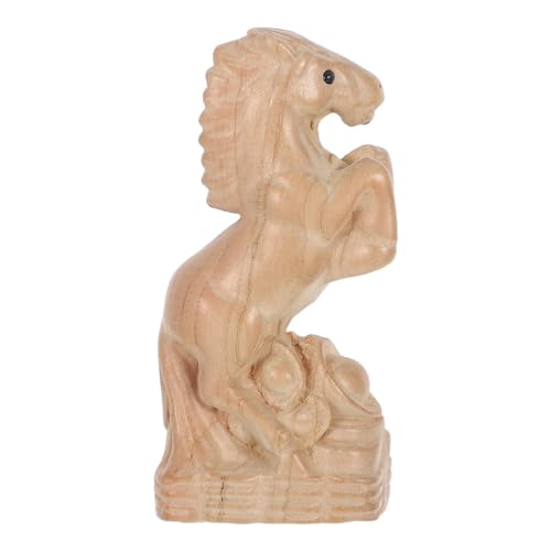 Happyyami 木彫り馬置物 インテリア装飾 せんうま動物フィギュア リビングルーム用暖かみある手作り飾り 家や書斎のデスクトップに