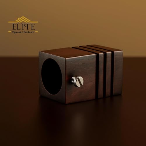 Image of Urban Elite Premium Curtain End Cap - Elegant Decorative Rod Finial for Window Drapes, Smooth Finish, Durable & Stylish, Perfect for Home & Office Decor (Full Wooden Square Dark, Wooden, Medium)