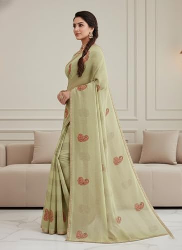 Image of Yashika Women's Georgette Art Silk Bandhej Zari Work Embroidered Saree | Women Sari