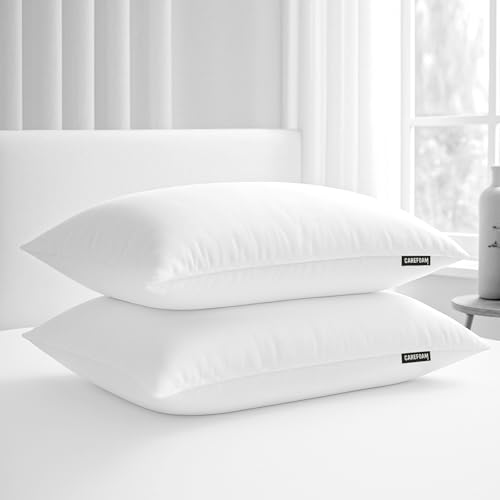 Image of CareFoam Height Adjustable Microfiber Sleeping Pillows - Set of 2 | 16 inch x 24 inch| Soft, Supportive & Washable | Ideal for Back, Side & Stomach Sleepers | White