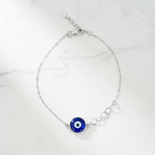 Image of OVANA 925 Sterling Silver Evil Eye Bracelet | Adjustable Fit | 925 Hallmarked | Elegant Design | Gift for Girlfriend, Sister, Bhabhi, Women and Girls