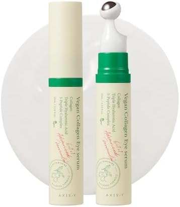 AXIS-Y Vegan Collagen Eye Serum with Triple Hyaluronic Acid & 5-Peptide Complex | Wrinkle Care, Fine Line Reduction, Brightening | Vegan & Cruelty-Free Korean Skin Care | 10ml