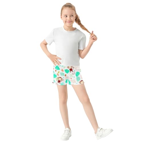 Girls Shorts Cute Cartoon Monkeys Colorful Kids Athletic Summer Shorts Comfy Pajama Sleepwear Activewear, X-Small2