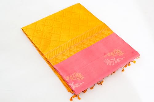 Generic yellow salem silk saree in mulberry silk – image 5