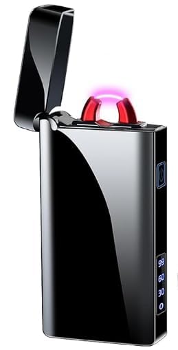 GADATOP Electric Lighter Arc Plasma Lighters Rechargeable USB Lighter Fire Lighters Windproof High Power Flame Metal Body With LED Light Power Display For Candle Aromatherapy Fireplace Camping (Black) â image 1