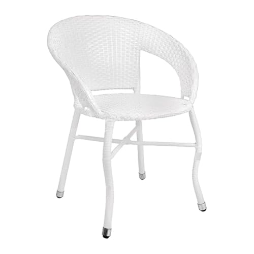 Image of Furniture D-12 Wicker Patio Furniture Sets for Garden Balcony Outdoor Coffee Chair Table Set | Cushion | Powder Coated | UV Protected | Conversation Set |Chairs 2CHAIR 1TABLE Set(White)