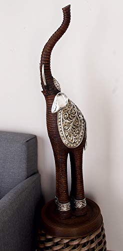 Deco 79 Eclectic Polystone Elephant Sculpture, 8" X 5" X 38", Brown #TOP29