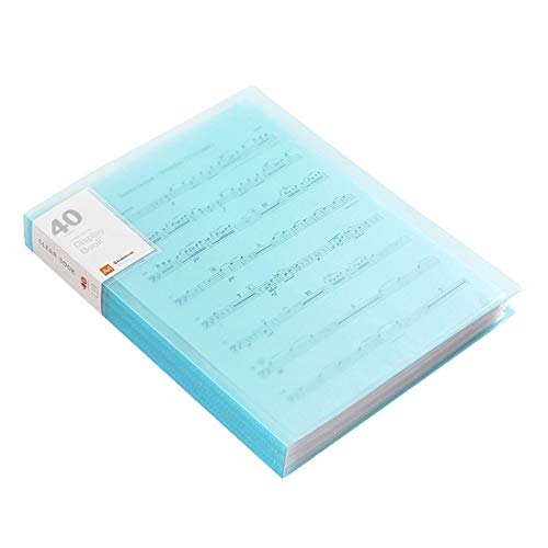 Newsea File Folder Punchless Binder with 40 Pockets Protector Book Presentation Sleeves A4 Letter Size Document Organizer Sheets for Music Drawing Cover for School Business Office Supplies,Blue