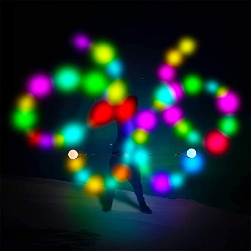 Anyingkai LED Poi Bälle,Led Glow Poi Kugeln,2 PCS Led Glow Poi Balls,Jonglierbälle Leuchtend,Poi Kinder Set,POI Jonglierbälle,Poi Bälle Kinder,POI Spielzeug,Leucht Pois