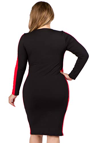 Image of ICONOFLASH Women's 3 /4 Sleeves Midi Bodycon Dress Crew Neck Fitted Dresses with Plus Size Options