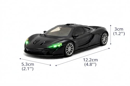Image of TEC TAVAKKAL 1:36 Scale Diecast Metal Toy Car with Openable Doors, Pull-Back Action, LED Lights & Music - Premium Mini Sports Car Model for Kids & Collectors (Black)