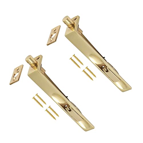 Image of TERF® Traditional Vintage Style Polished Brass Flush Bolt 150mm [6''] Slide Door Bolt Latch Lock Concealed Door Flush Bolt Security Lever Action including Fixing Screw - Pack of 2