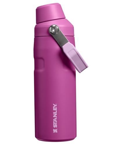 Image of STANLEY IceFlow Fast Flow Bottle, 16 oz, Dark Blossom | Angled Spout Lid | Lightweight and Leakproof for Travel and Sports | Easy Carry Handle | Insulated Stainless Steel | BPA-Free