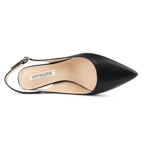 Image of JOY IN LOVE Slingback Kitten Heels for Women Closed Pointed Toe Pumps Dress Shoes