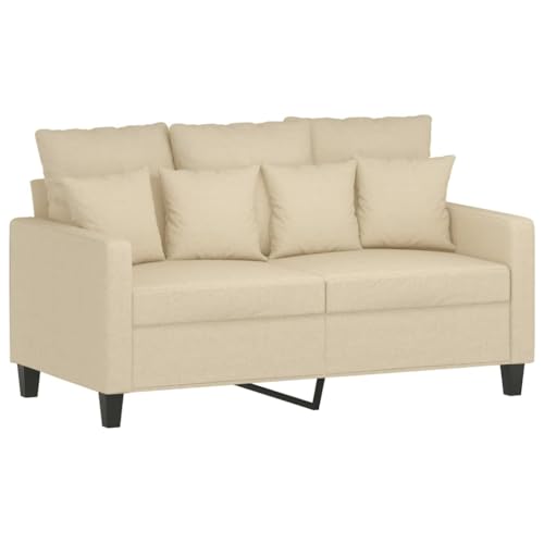 vidaXL Sofagarnitur 4-TLG., Sessel Couch mit Kissen Fußhocker, Sofa Wohnzimmersofa mit Armlehnen, Couchgarnitur Designsofa Sitzmöbel Polstermöbel, Creme Stoff – Bild 5