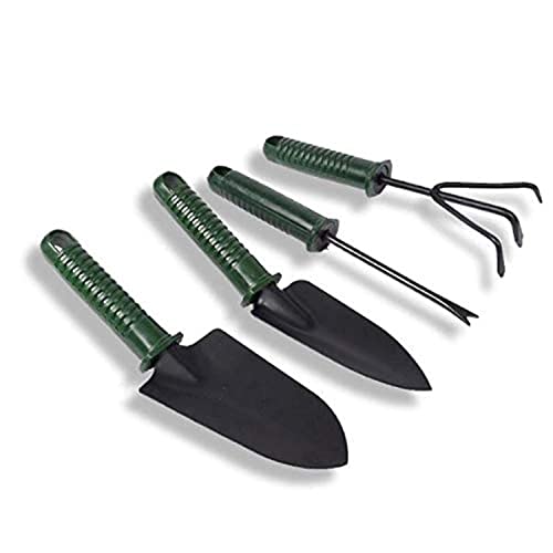 4Pcs 25cm Garden Tool Set Shovel Cultivator Trowel Leaf Trimmer Rake Miniature Fairy Garden Planting Transplanters Hand Tool Kit green