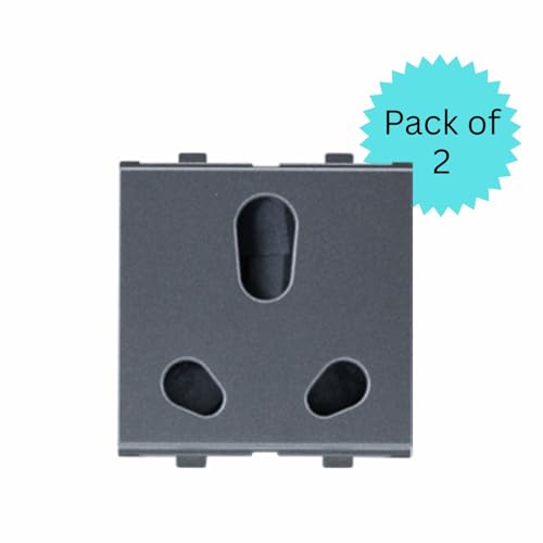 Image of Anchor by Panasonic Penta 2 Module 6A /16A Twin Socket with Shutter (Black, 65205B-2)
