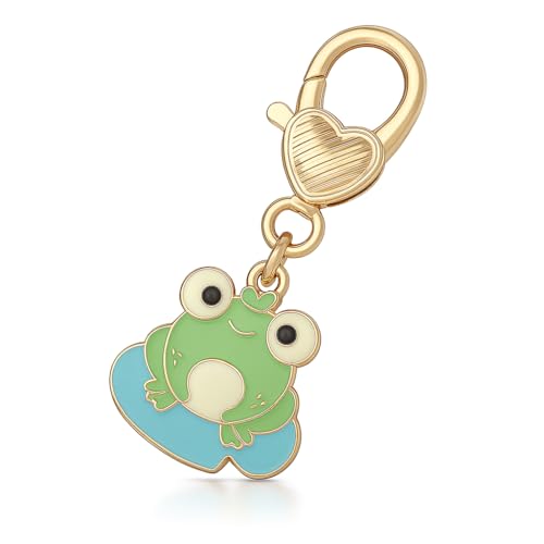 Porte-Clés Grenouille – Porte-Clé Grenouille Breloque de Sac pour Femme, Grenouille Verte Animée avec Nénuphar en Cœur, Cadeaux Porte-Cléf Mignons pour...