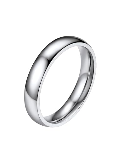 PROSTEEL Anillo Hombre Platino que Gira, 4mm Band Ring Anillo Dedo Medio Boda -Anillo 22