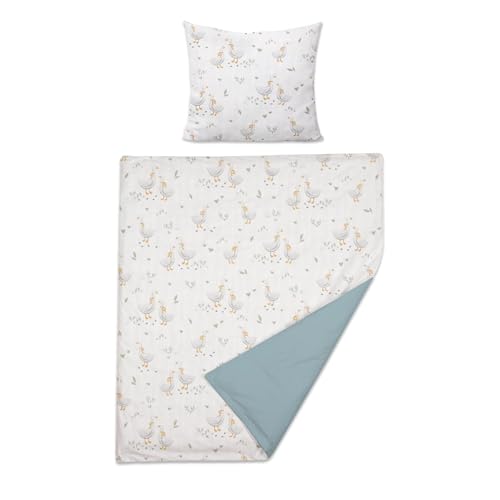 Baby Comfort 2-teiliges Set aus Bettbezug und Kissenbezug, 80 x 70 cm, für Kinderbett, Wiege oder Kinderwagen (Ente)