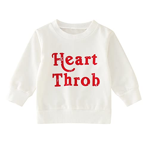 Unisex Toddler Kid Sweatshirt Long Sleeve Letters Print Crewneck Pullover Tops Fall Winter Causal (White, 0-6 Months)