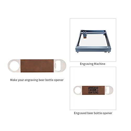 Pyd Life 8 Pack Stainless Steel Flat Bottle Opener With Vintage Brown Leather Handle Blanks 1.6 Inch X 7 Inch For Glowforge Xtool Laser Engraing Custom Name Text Patterns,Beer Opener For Kitchen,Bar,Home thumb #3