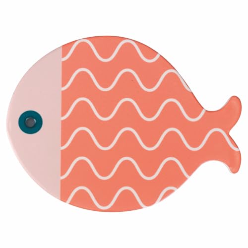 Set mit 4 dekorativen Fliesen 20 x 16 cm aus Keramik, Unterseite aus Kork, Farbe Fish