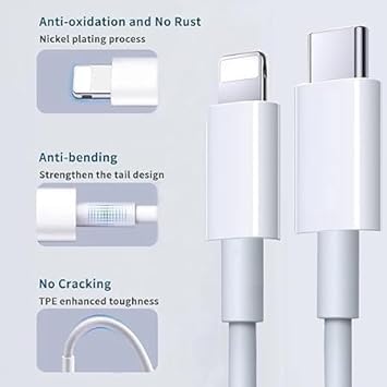 Image of Original 20W Super Fast Charger with Cable Lighting Compatible for iPhone 14|14 Plus|13|iPhone 13 Pro|iPhone 12|12Pro|13Pro Max|12 Mini (Adapter and Cable White) Mobile Charger (DEC123)