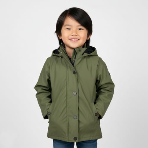 Image of Hunter Boys Plush Lined Rain Jacket - Waterproof Hooded Coat for Kids, Toddlers & Big Boys, Cold Weather Outerwear (2T-12)