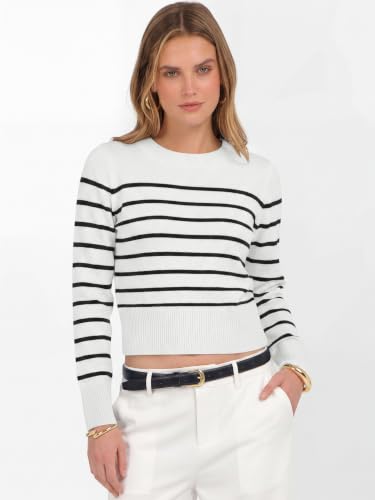 Image of ANRABESS Women's Long Sleeve Sweaters Cropped Crew Neck | Business Casual Tops,Light Weight Comfy Knit,Pullover ShortSweater,Basic Classic,Fall Fashion Winter Layer Clothes