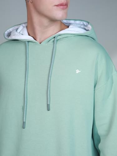 Image of Hubberholme Men Green Cotton Long Sleeves Regular Hood Sweatshirts HHMSSW23009
