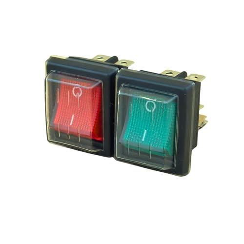 #US 2X Waterproof Rocker Boat Switch AC 125/250V 15/20A DPST Green Red Light