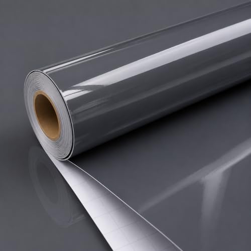 Image of Vinyl Contact Paper Decorative for Cabinets Countertops Kitchen Shelves Liner Self Adhesive Film Peel and Stick Waterproof Removable Wallpaper (Inches 24 x 300, Glossy Grey)