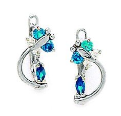 14k Birth Month Cubic Zirconia Bee Leverback Earrings in White Gold Yellow Gold Choice of Birth Month and Variety of Options