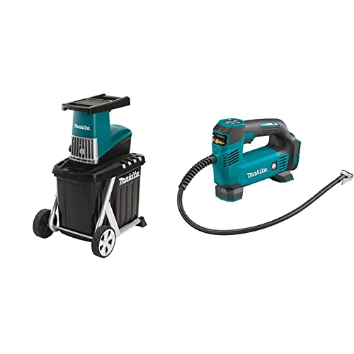 Makita UD2500 Häcksler 45 mm & DMP180Z Akku-Kompressor 8,3 bar 18 V (ohne Akku, ohne Ladegerät) Blau, Silber