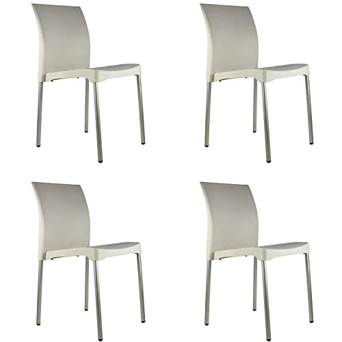 La Mejor Lista de Mundo In Muebles para comprar hoy. 48 MUNDO IN MUEBLES Vivanti Set de 4 Sillas Modernas para Comedor, Sillas Ergonómicas para Exterior, Polipropileno y Aluminio Reforzado, Color Blanco