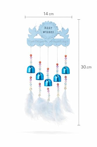 Image of Decorative Wind Chime for Home | Wooden House with Bells Colourful Beads | Positive Energy Balcony Living Room Hall Garden Home Decor (Best Wishes)