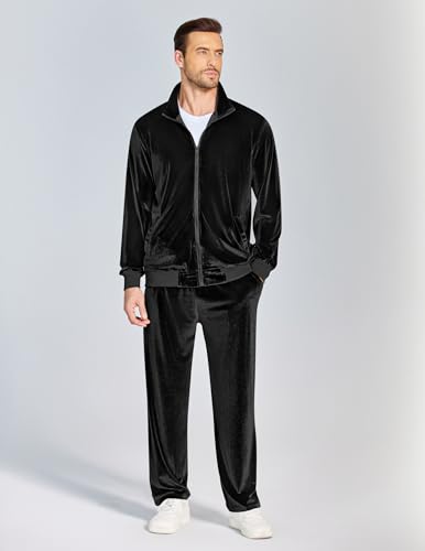 COOFANDY Mens 2 Piece Velour Tracksuit Full Zip Jackets Pants Velvet Jogging Suits Sweatsuit Set3