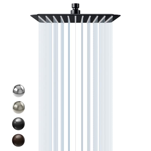 Image of SR SUN RISE 10 Inch Rain Shower Head Matte Black 304 Stailess Steel High Pressure Rainfall Showerhead