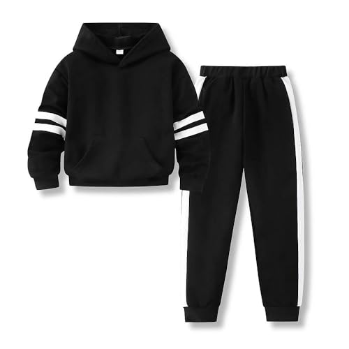 Image of 2025 Girls Sweatsuit Set Cute Hooded Sweatshirt & Jogger Pants with Pocket Casual Outfuts Set
