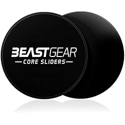 Beast Gear Core Sliders - Discos deslizantes de doble cara para ejercicios abdominales, alfombras y suelos duros 4 Beast Gear Core Sliders - Discos de ejercicio abdominal de doble cara para alfombras y suelos duros (negro)
