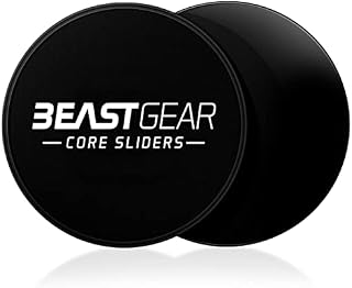 Beast Gear Core Sliders Double Sided Gliding Discs for Abdominal Exercises - Carpet and Hard Floors