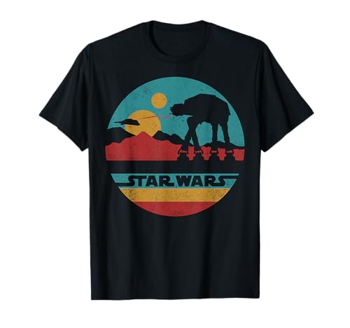 T-shirt Star Wars AT-AT Silhouette Title Logo Circle en coton pour fan de science-fiction