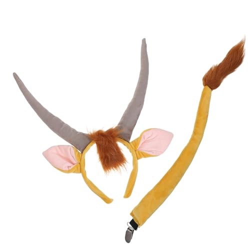 PENIKOKO Bandeau Garçon Fille Cornes de Gazelle avec Oreilles et Queue Costume Animal Cosplay Accessoires pour Fête et Spectacle