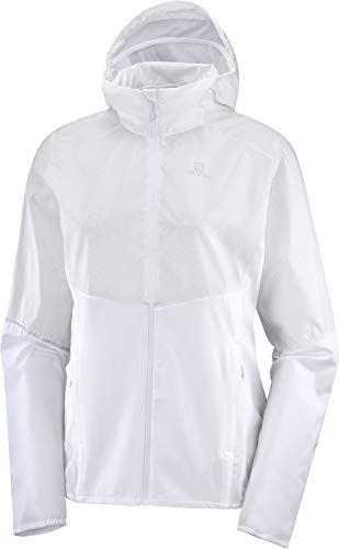 Salomon Women's Standard Agile Full Zip Hoodie, White/Ao, Medium