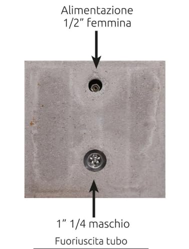 Fontana in metallo da giardino con capiente vaschetta rettangolare e base in cemento 40 x 40 cm, BEL-FER modello 42/QVR colore Antracite