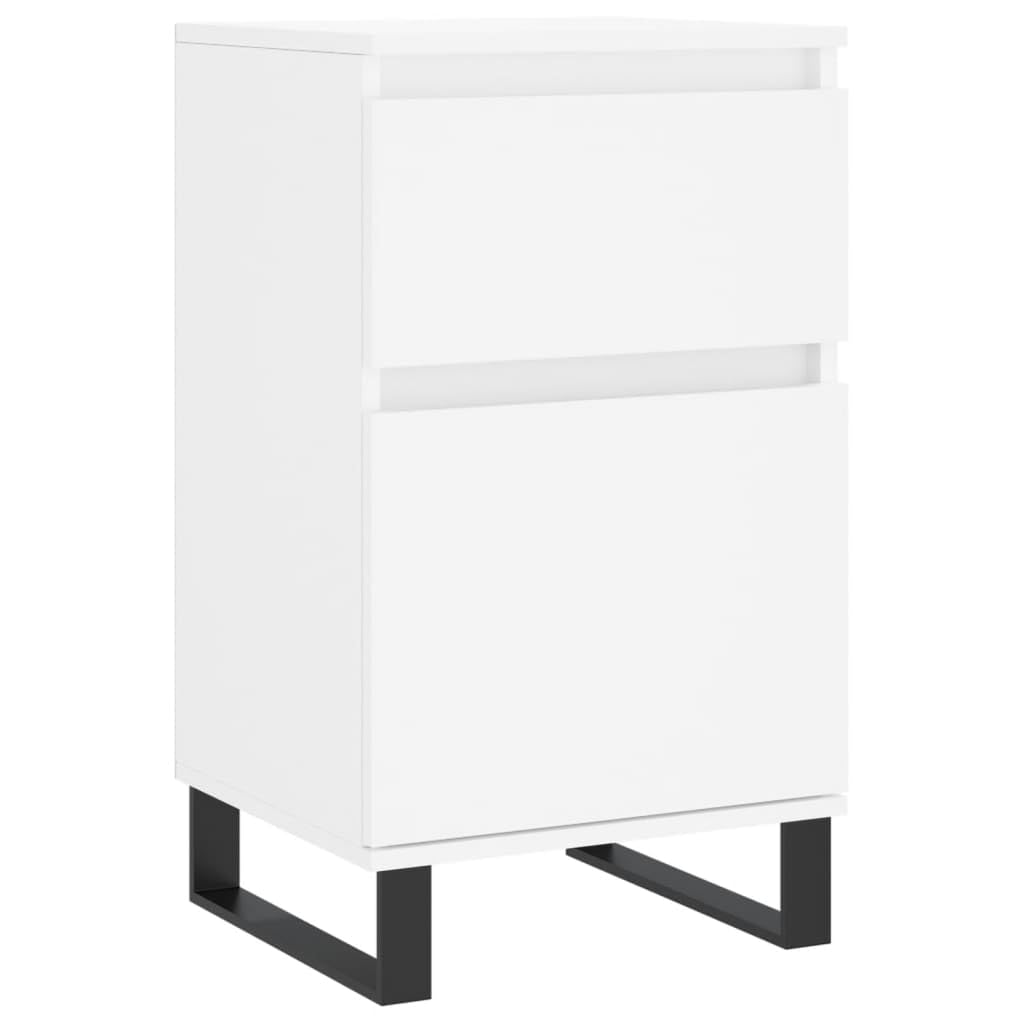 Credenze 2 Pezzi Bianche in Legno Multistrato 40x35x70 cm con Gambe in Ferro, Ampio Spazio Portaoggetti per Oggetti Decorativi e Oggetti di Uso Quotidiano, Design Senza Tempo