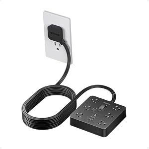TESSAN 15Ft Black Extension Cord with Multiple Outlets, Surge Protector Power Strip with 6 Outlets and 3 USB Ports (1 USB C), 1700 Joules Protection, Flat Plug, Outlet Extender for Home, Off